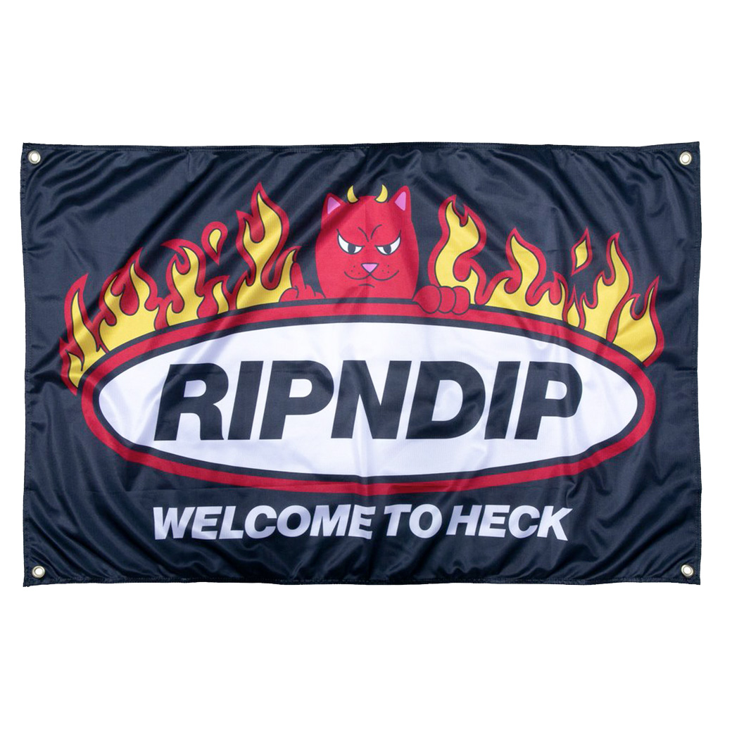 RIPNDIP WELCOME TO HECK WALL BANNER BLACK