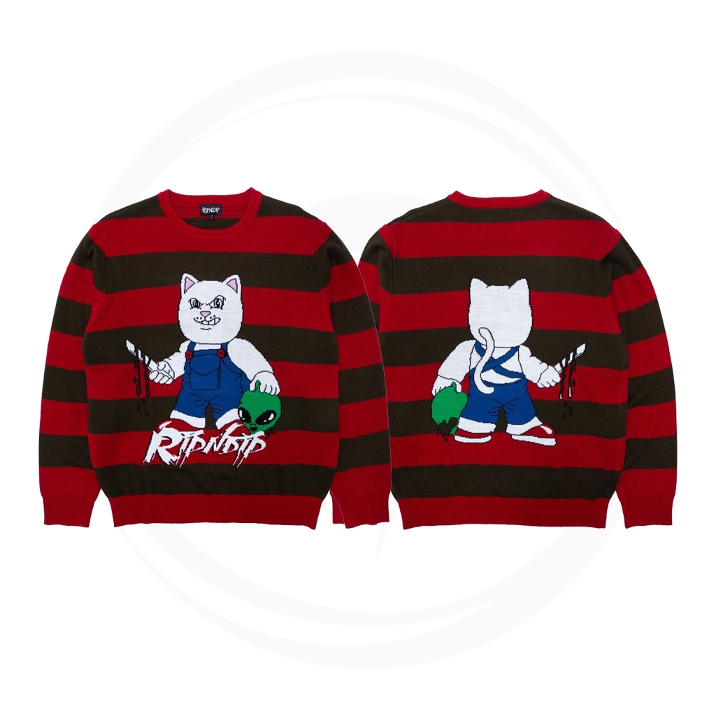 RIPNDIP CHILDS PLAY KNITTED SWEATER RED/OLIVE