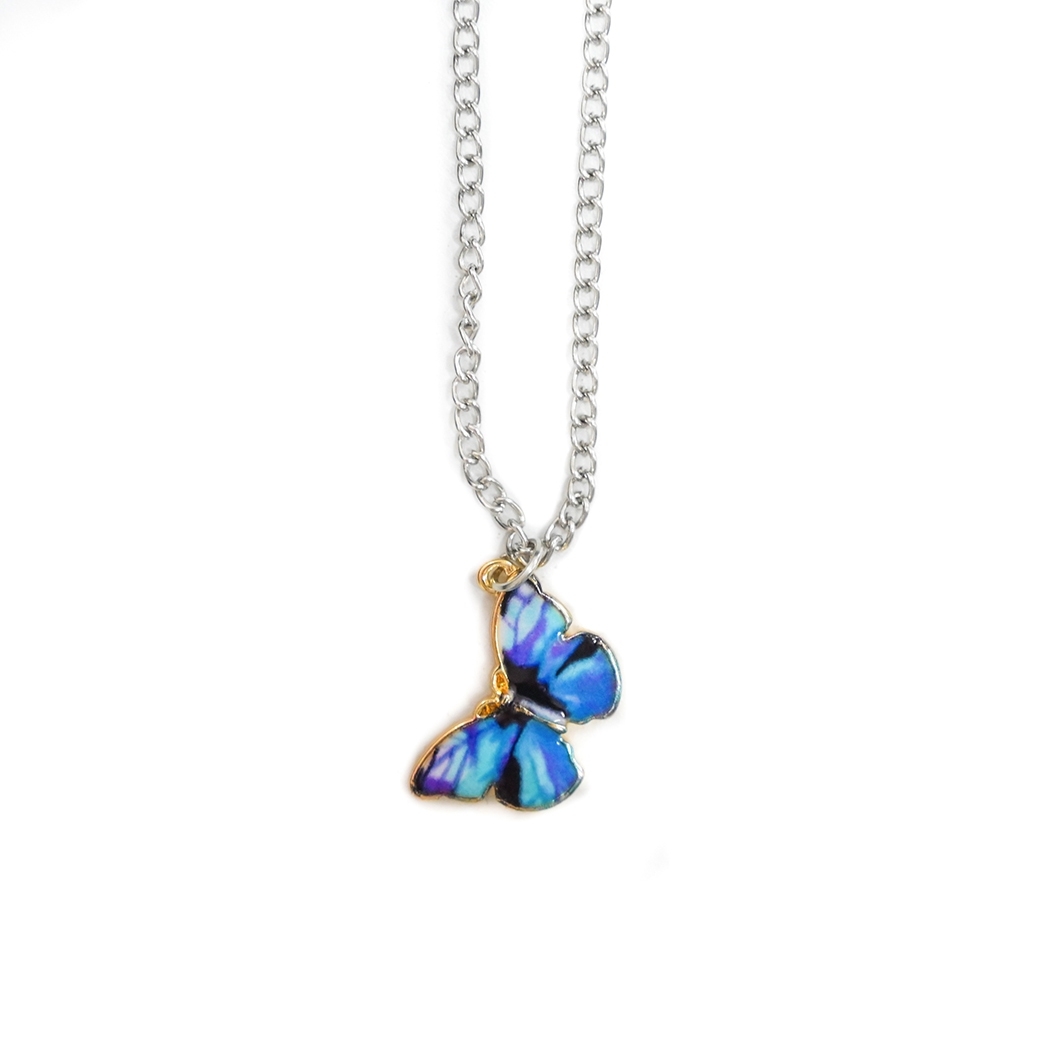 SOLASTA BLUE BUTTERFLY NECKLACE SILVER