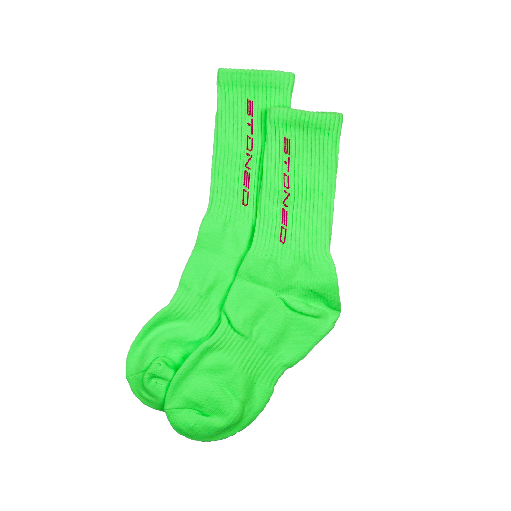 STONED & CO INCANDESCENCE FIRE CREW SOCKS NEON GREEN