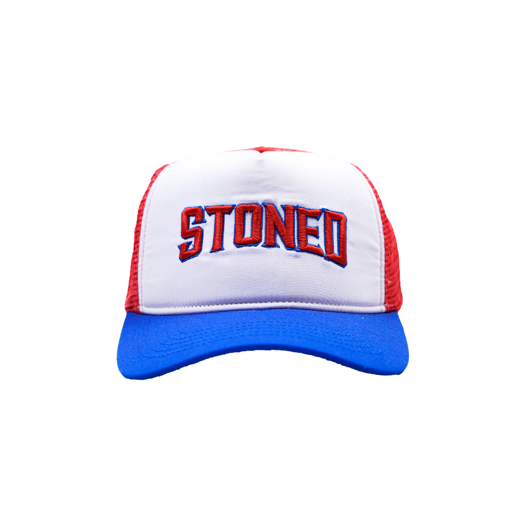 STONED & CO EMBROIDERY TRUCKER RED