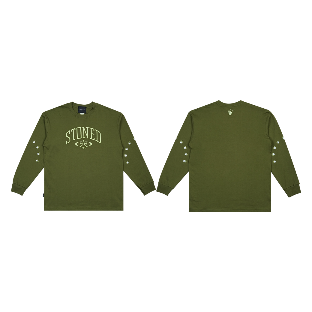 STONED & CO LOGO L/S T-SHIRT GREEN