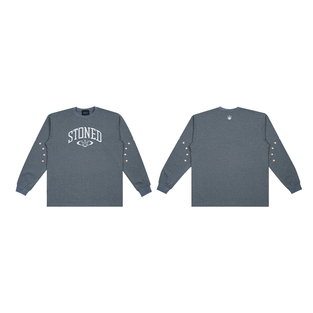 STONED & CO LOGO L/S T-SHIRT GREY