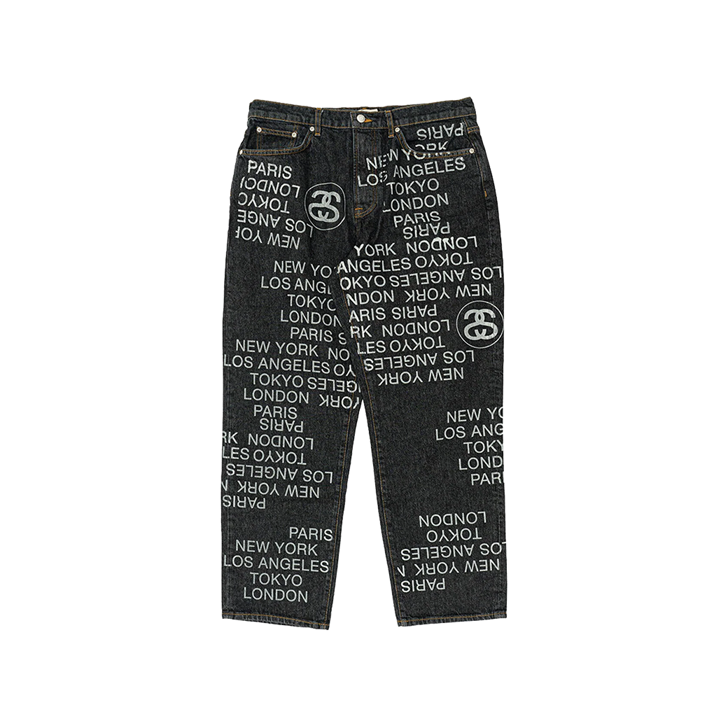 STUSSY CITY LINKS DENIM ZIP WORK JEANS BLACK