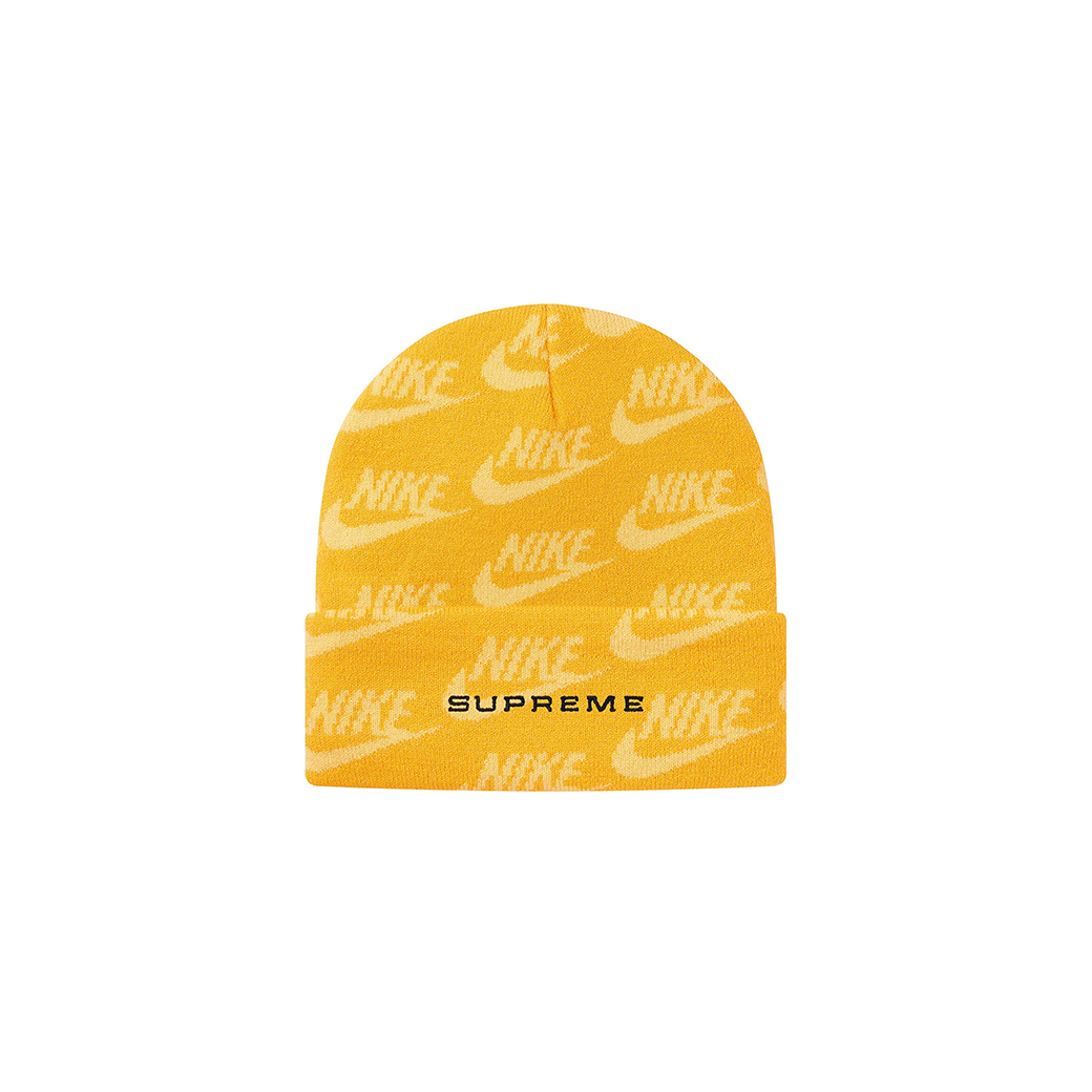 SUPREME NIKE JACQUARD LOGOS BEANIE YELLOW