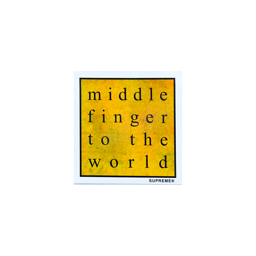 SUPREME MIDDLE FINGER TO THE WORLD STICKER