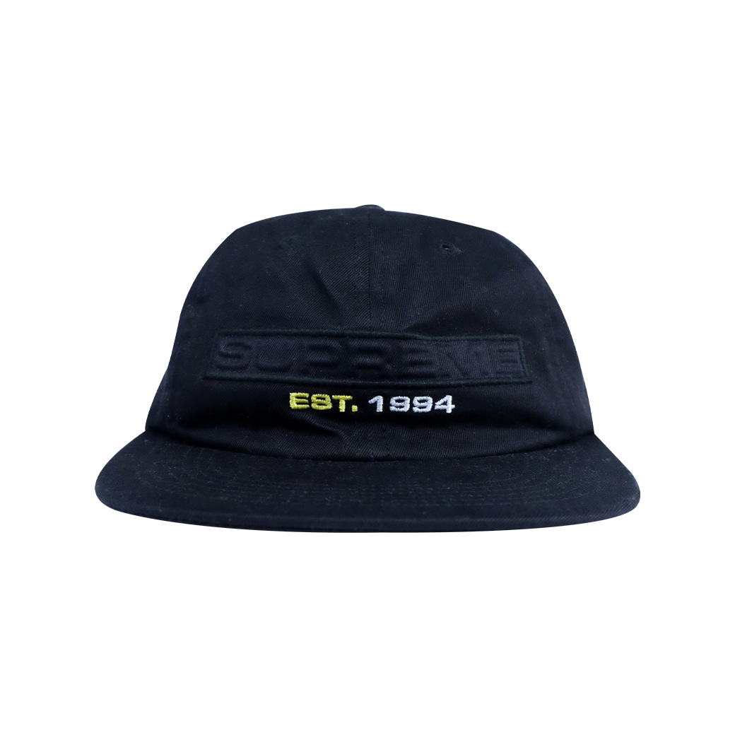 SUPREME EMBOSSED LOGO 6 PANEL CAP BLACK