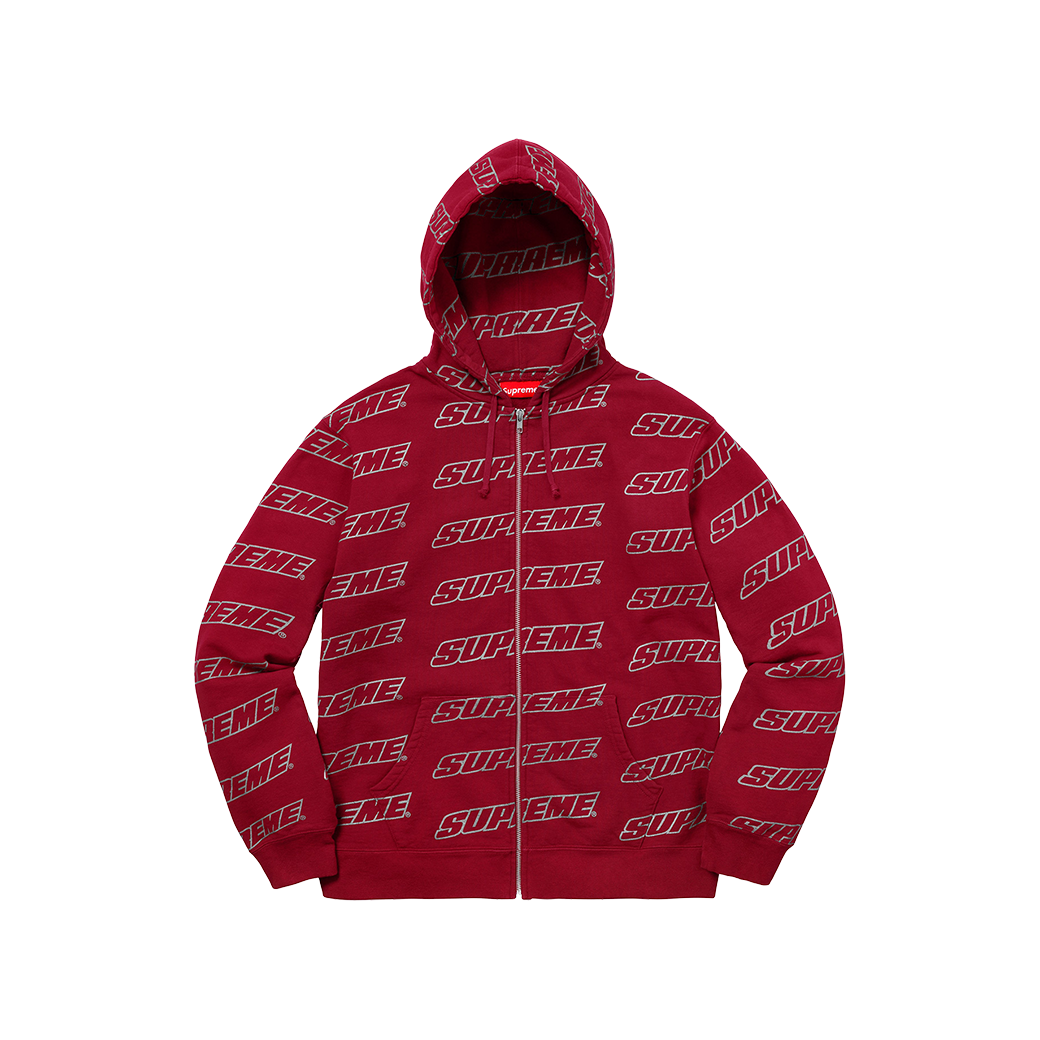 SUPREME REPEAT ZIP UP HOODIE CARDINAL