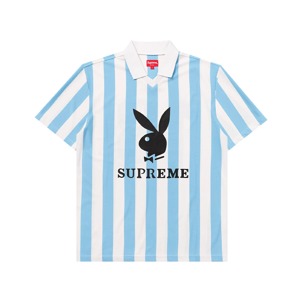 SUPREME X PLAYBOY SOCCER JERSEY BLUE