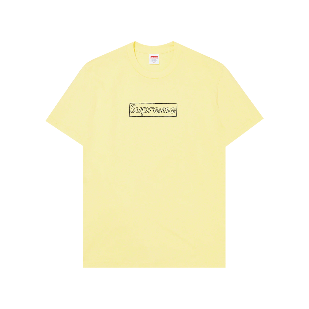 SUPREME X KAWS CALK LOGO T-SHIRT YELLOW
