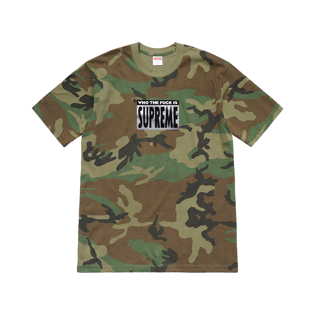 SUPREME WHOTHE FUCK IS T-SHIRT GREEN CAMO