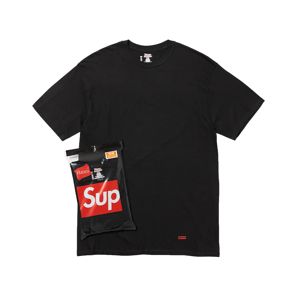 SUPREME HANES TAGLESS PACK T-SHIRT BLACK