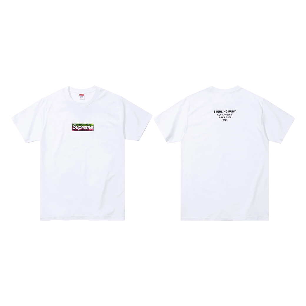 SUPREME LA FIRE RELIEF BOX LOGO T-SHIRT WHITE