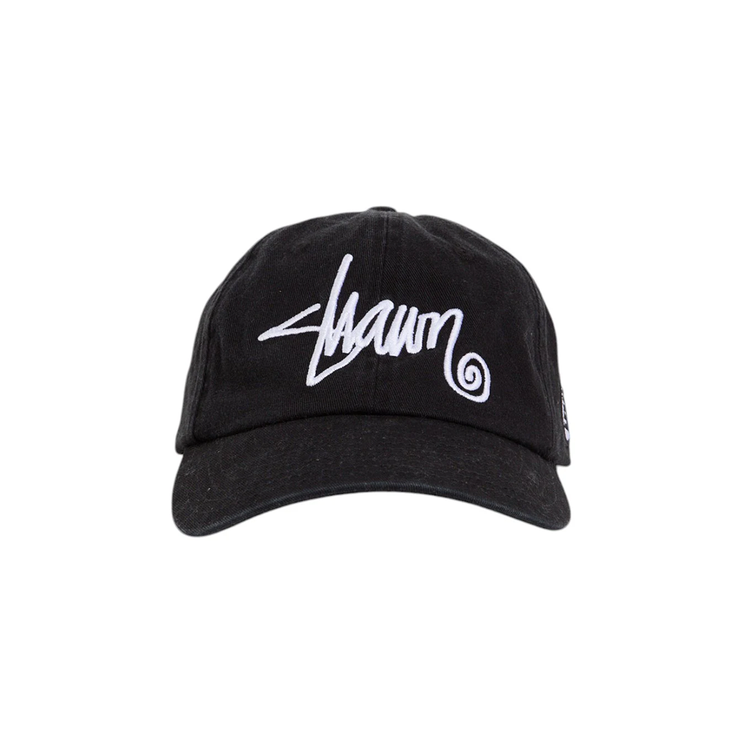 S DOUBLE SHAWN SCRIPT STRAPBACK CAP BLACK