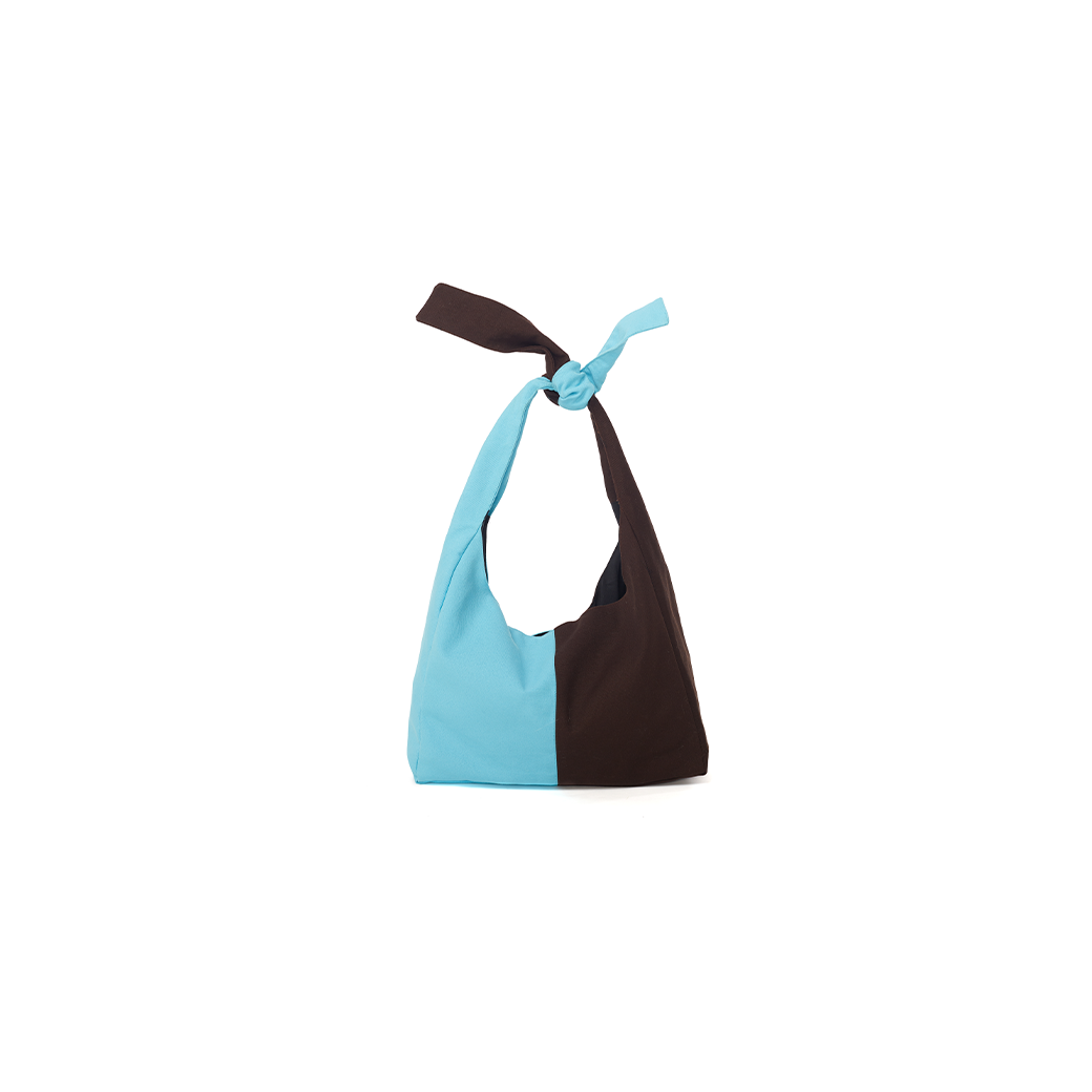 THAYTHEM DUOTIE TOTE BAG FOREST SKY BLUE AND ESPRESSO BROWN