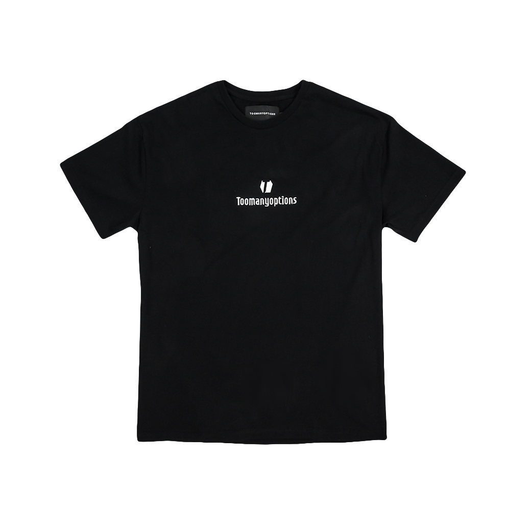 TOOMANY OPTIONS SPONSOR T-SHIRT BLACK