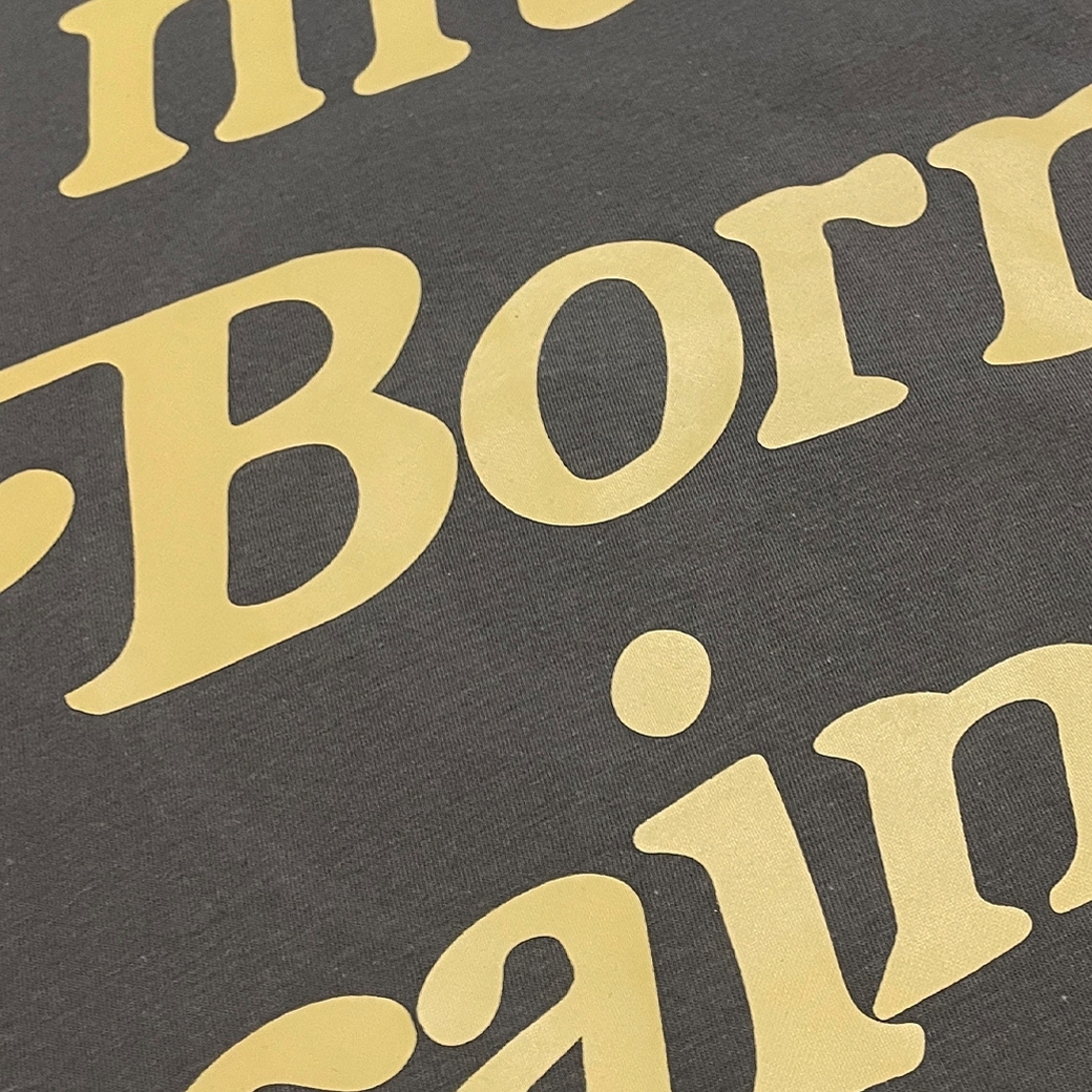 TOOMANY OPTIONS WE MUST BE BORN AGAIN T-SHIRT GREY