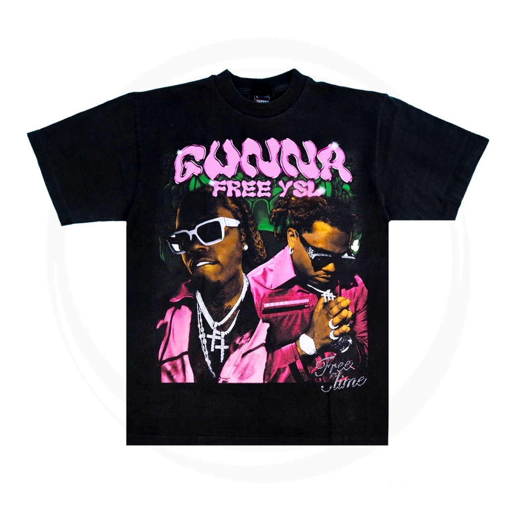 TRIPPIE P ORIGINAL GUNNA FREE YSL T-SHIRTS BLACK