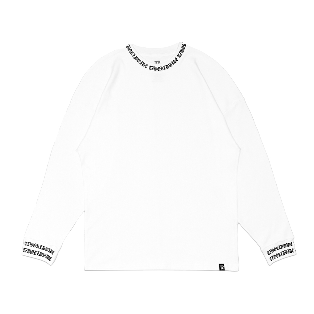 TZ WORLDWIDE TZ RIB OVERSIZED L/S TEE WHITE