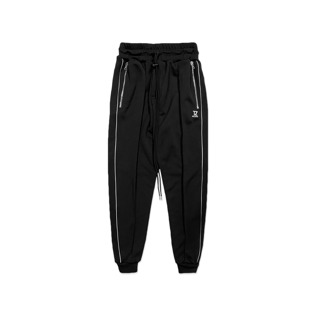 TZ WORLDWIDE REFLECT PIPING TRACK PANTS BLACK