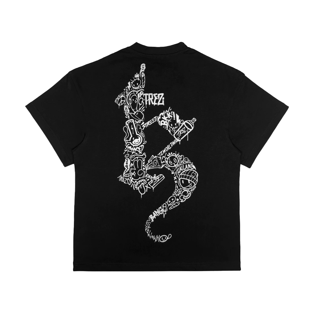TZ WORLDWIDE CHROME DOODLE T-SHIRT BLACK