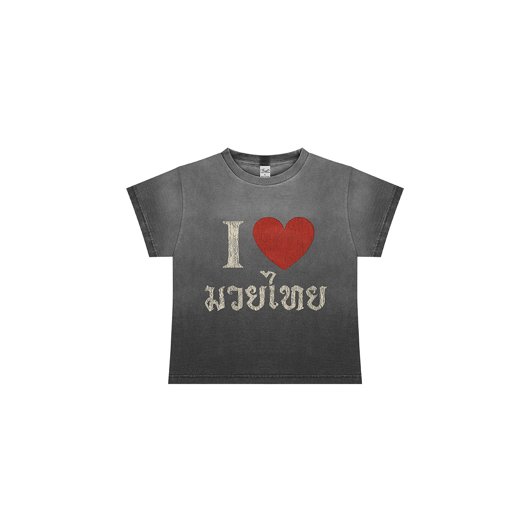 ULTIMATE.BKK I LOVE MUAY THAI BABY T-SHIRT FADE BLACK