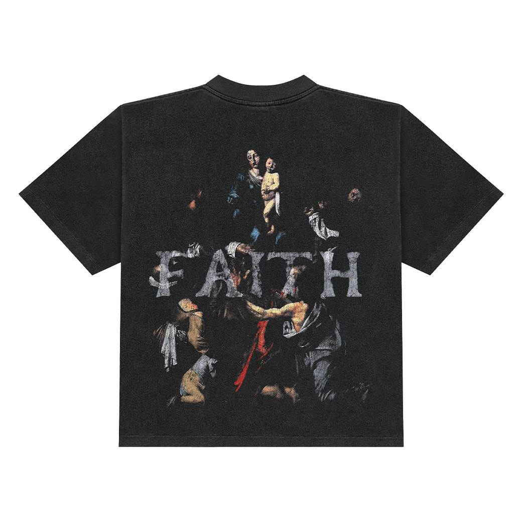 ULTIMATE.BKK FAITH HOLY  BIBLE BOXY T-SHIRT FADE BLACK