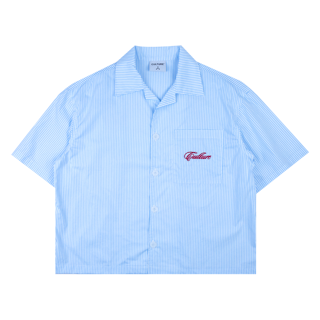 V.A.C CULTURE QUINTESSENTIAL CROPPED SHIRT BLUE/WHITE