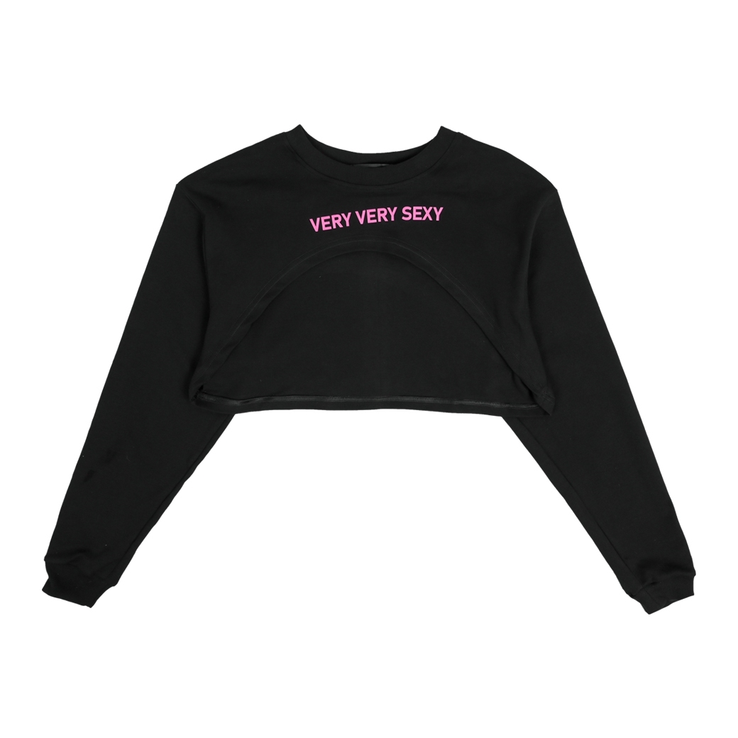 VERY VERY SEXY HIGH CROP TOP OVERSIZE L/S T-SHIRT BLACK