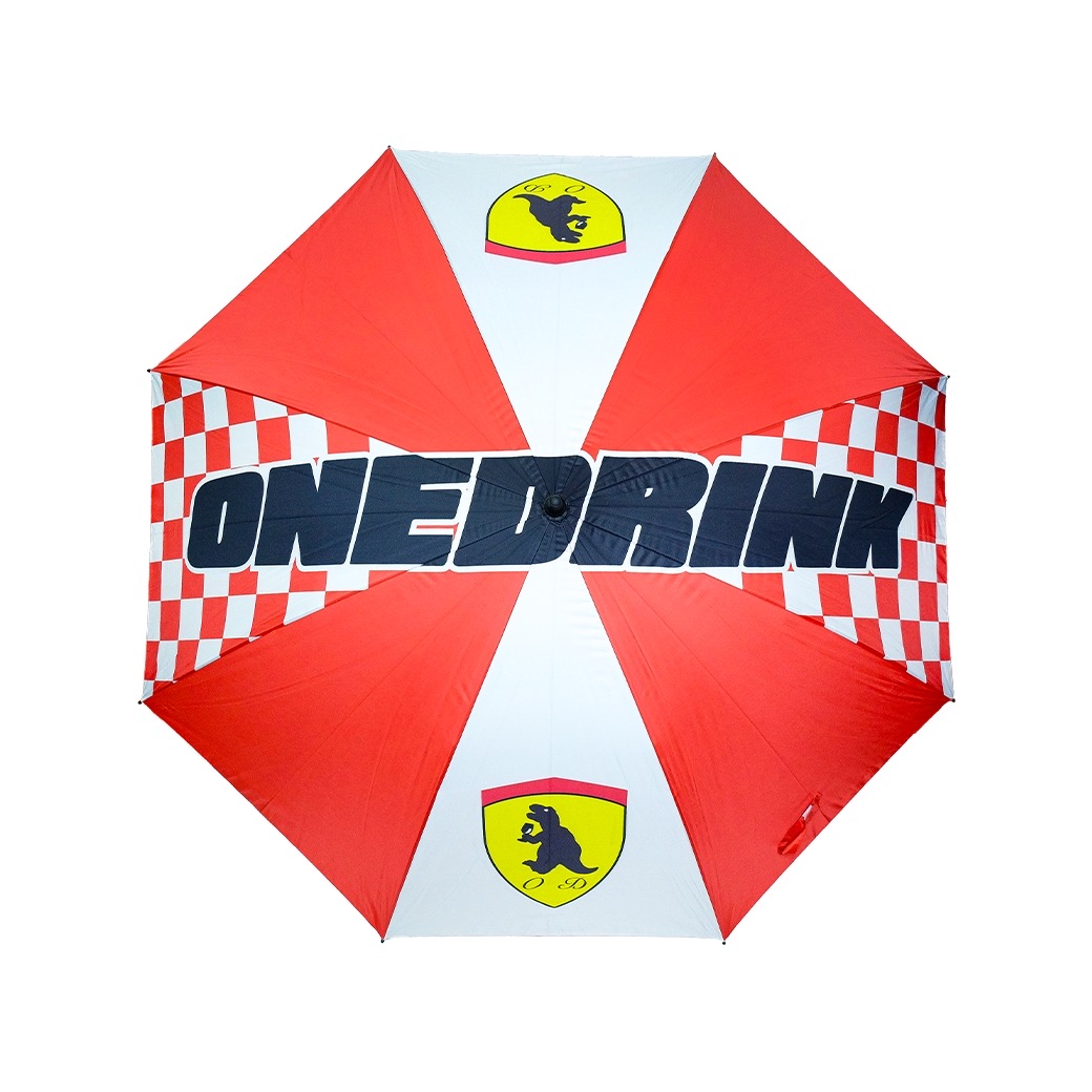 ONE DRINK AND WE GO HOME RACING TEAM UMBRELLA WHITE/RED