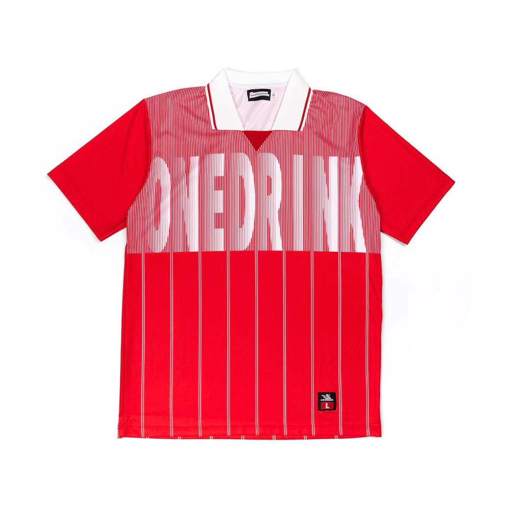 ONE DRINK AND WE GO HOME JERSEY STRIPED RED