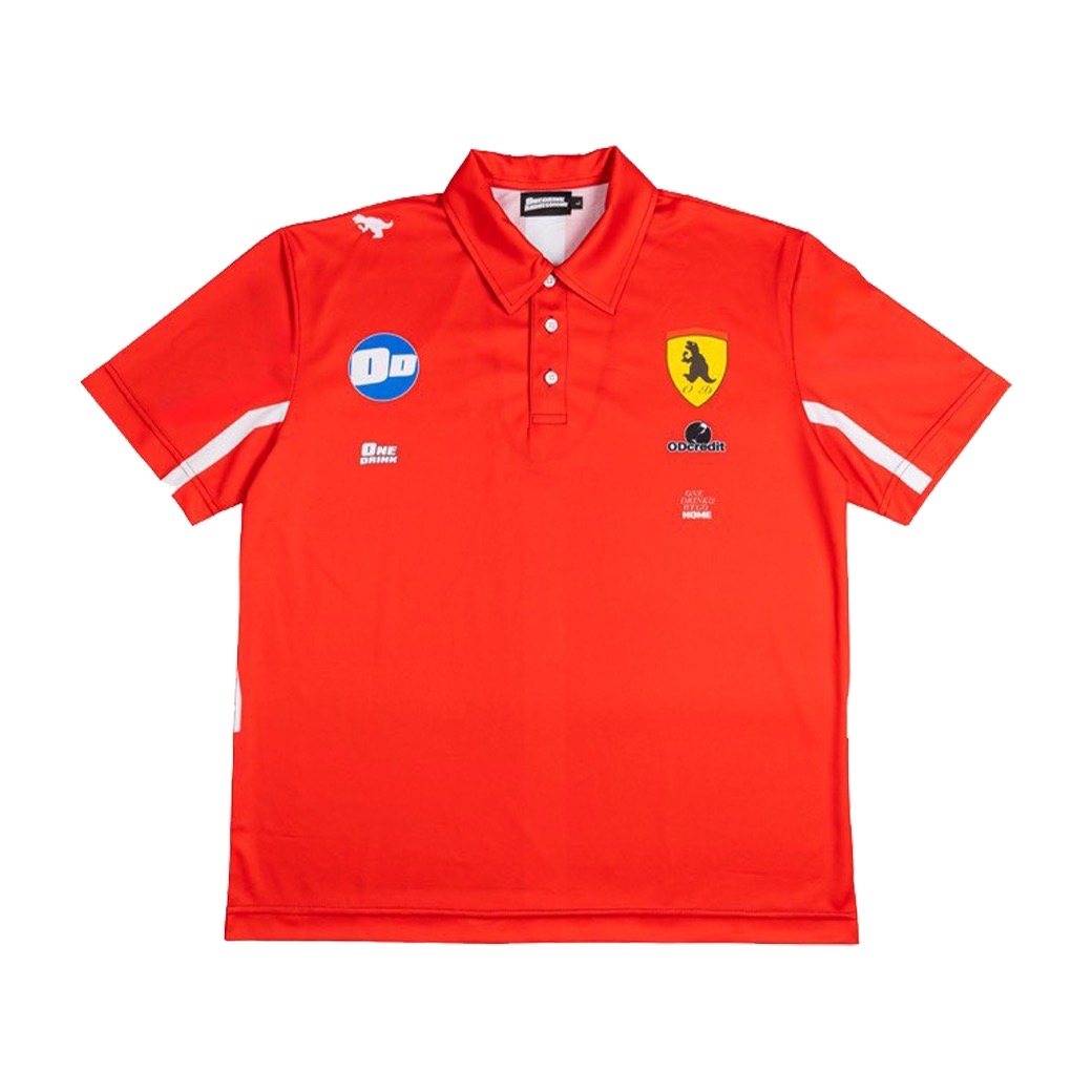 ONE DRINK AND WE GO HOME RACING TEAM POLO RED