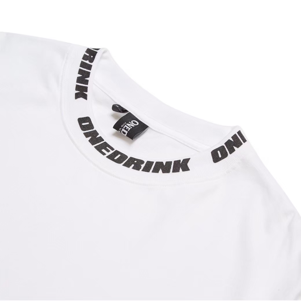 ONE DRINK AND WE GO HOME LOGO BLUE T-SHIRT WHITE