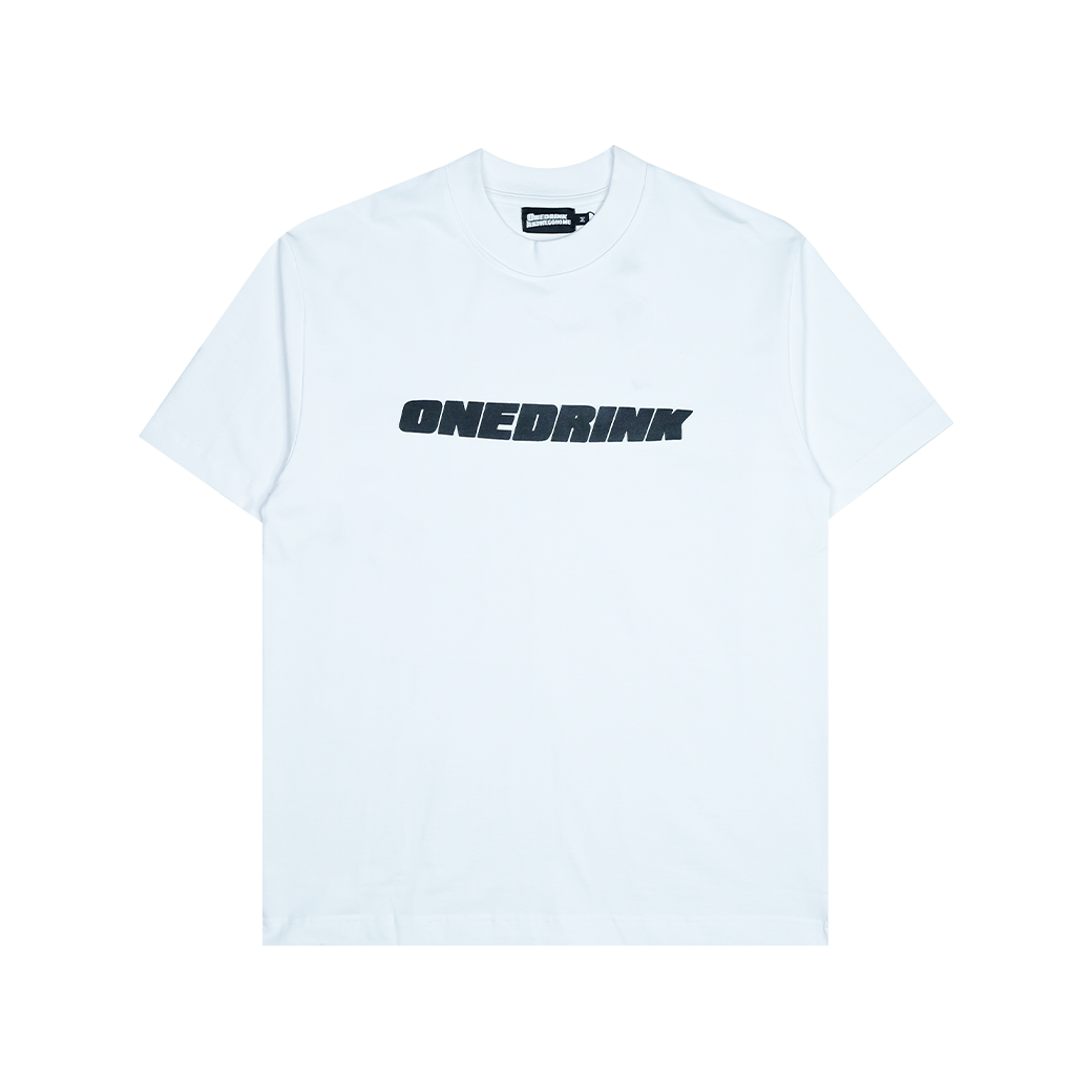 ONE DRINK AND WE GO HOME LOGO T-SHIRT WHITE